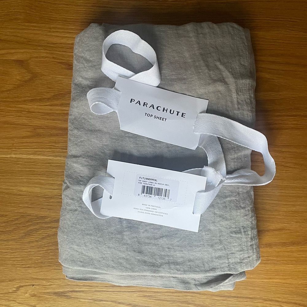 Parachute Twin / Twin XL Linen Top Sheet - Medium Gray
